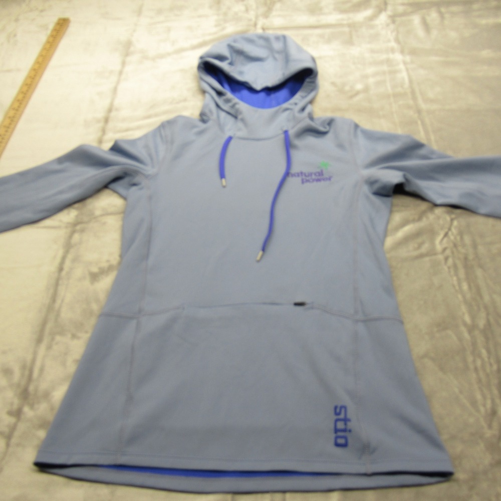 Stio Hoodie Women Small Blue Natural Power Logo Pullover Run Jog Hike Activewear - Picture 2 of 12